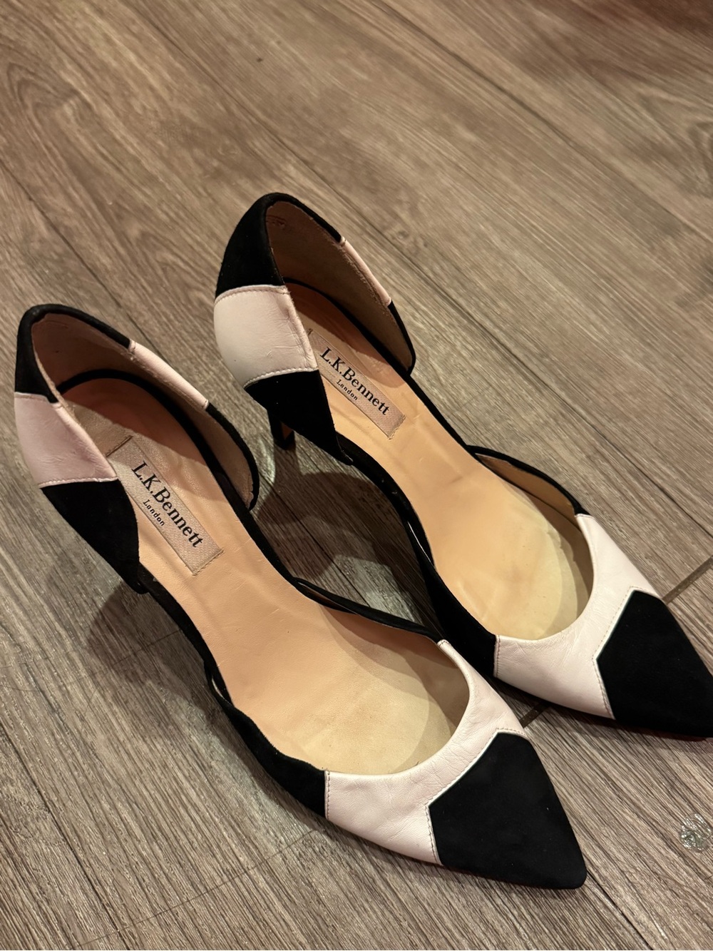 LK Bennett Black and White Two-Tone D'Orsay Pointed Heels